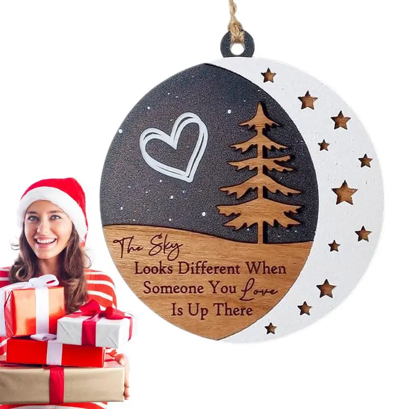 Wooden Christmas Tree Pendant: Reusable Durable Festive Touch Memorial Non-fade Memory Ornaments  Christmas Decor For Home wood bead garland wall hanging home decor christmas pendant drop ornaments red wooden bead for christmas tree ornaments