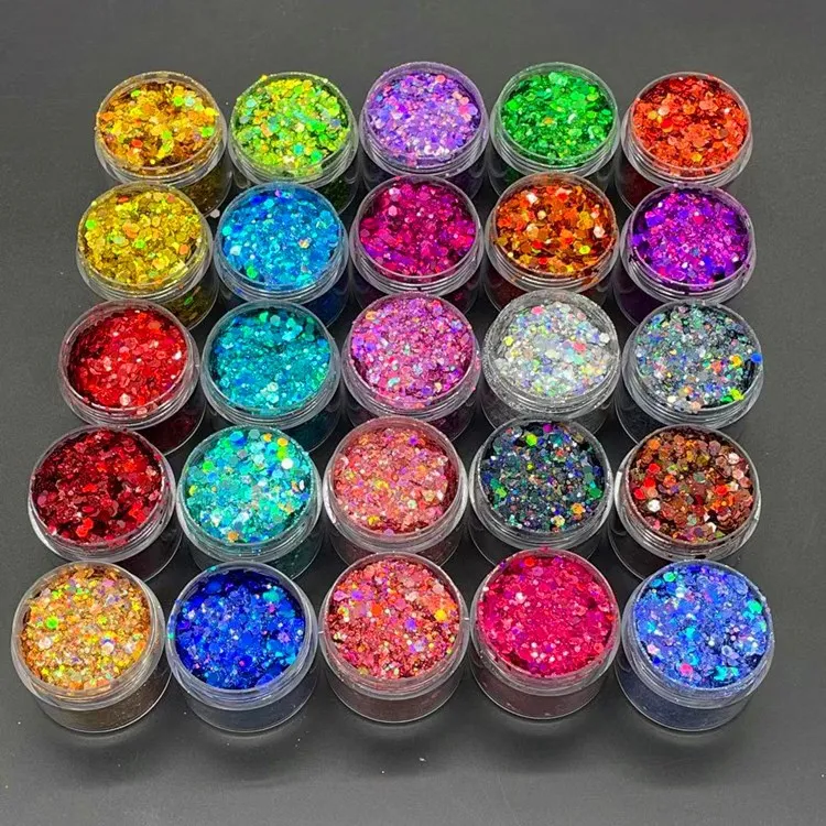 Mixed Size Holographic Laser Nail Glitter Powder DIY Manicure Gel Polish Nail Art Glitter Crafts Make Up 1Bottle