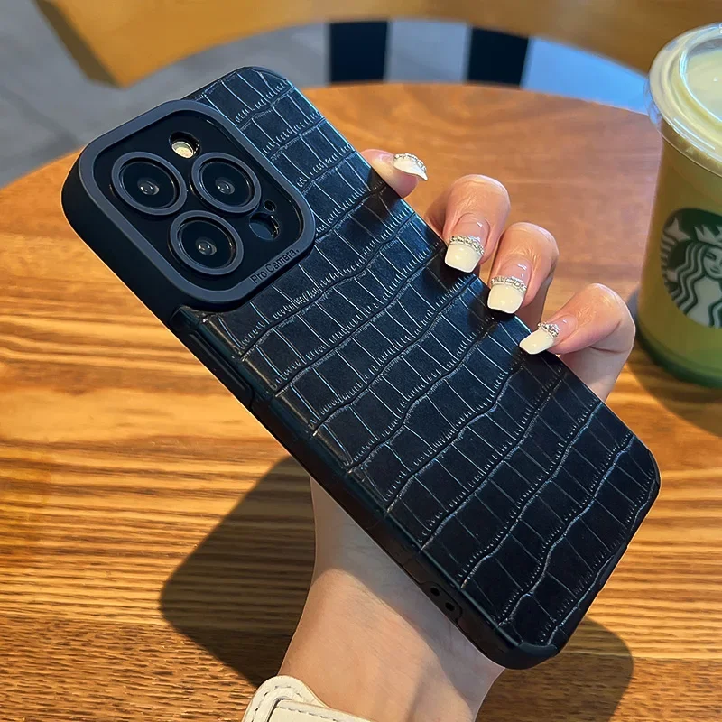 thumbnail image 1 of For Funda iphone 15 14 12 11 13 Pro 15Pro 14Pro Max mini X XS X S Max XR SE2 SE 2022 7 8 Plus Phone Case Crocodile Leather Cover, 1 of 4