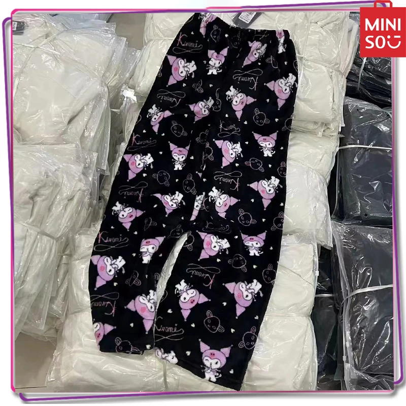 

New 2024 Miniso Sanrio Hello Kitty Y2K Anime Women's Winter Pants Home Warmth Pants Casual Plush Pants Clothing Birthday Gift