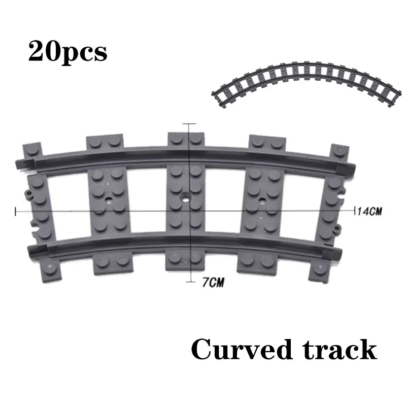 City Train Railway Building Blocks Set - Tracks, Station, and Buffer Stop Bricks Collection