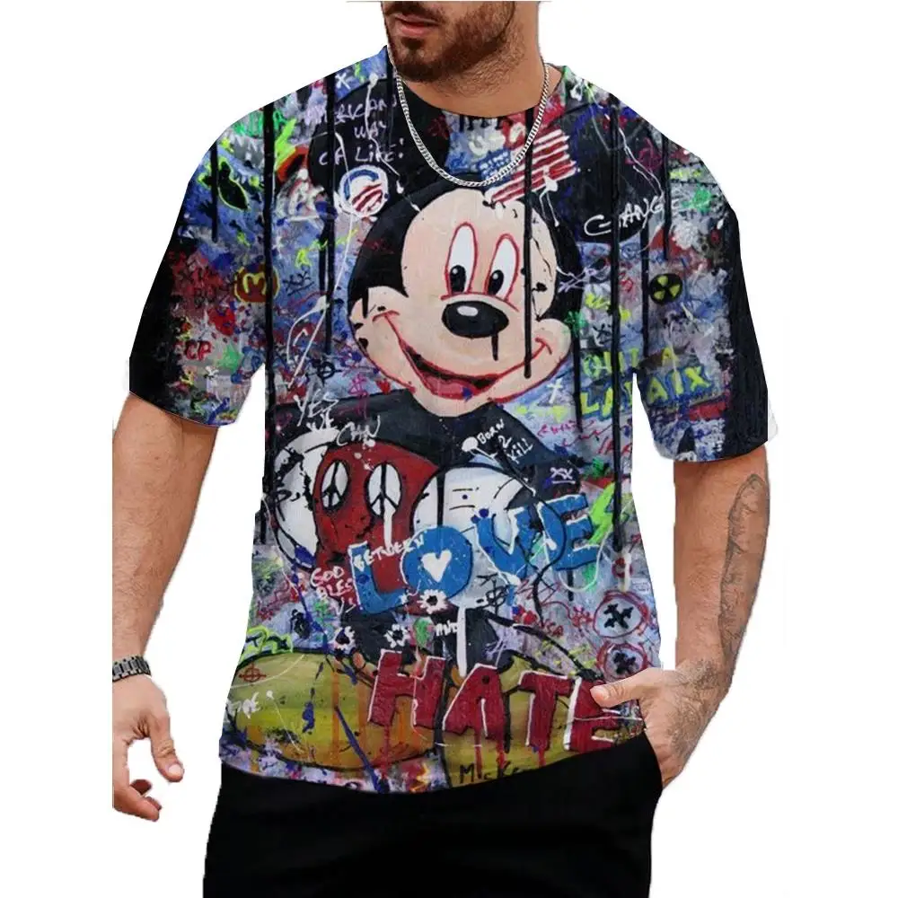 Men Disney Mickey Mouse Print T-Shirt Summer Men's Street Fashion Casual Sports Loose O Neck Quick Dry Short Sleeve Clothing Kid 6