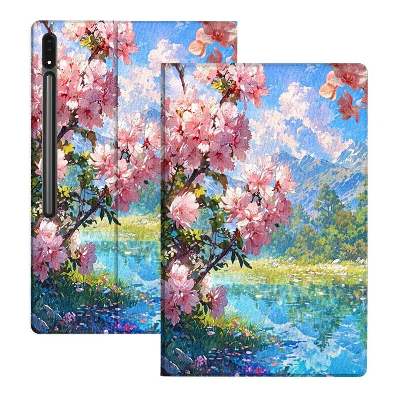 Pink Cherry Blossom Lake View Soft Tablet Case