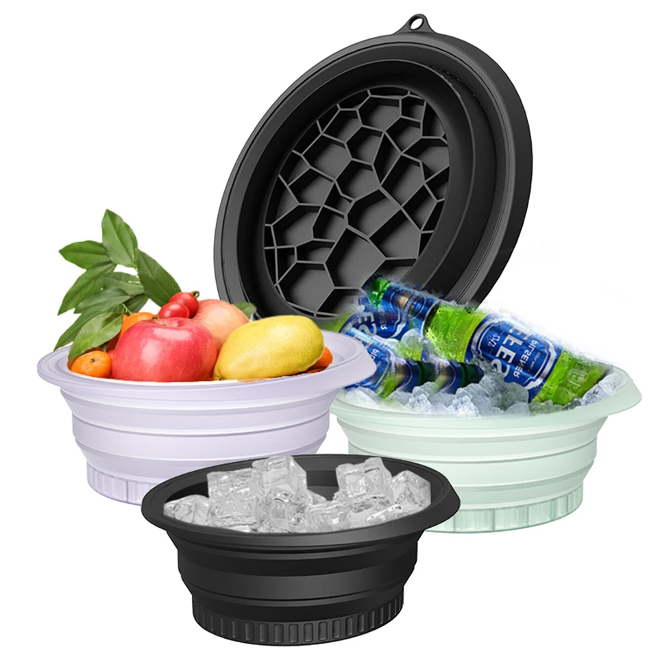 Silicone Collapsible Ice Facial Washbasin with Tray