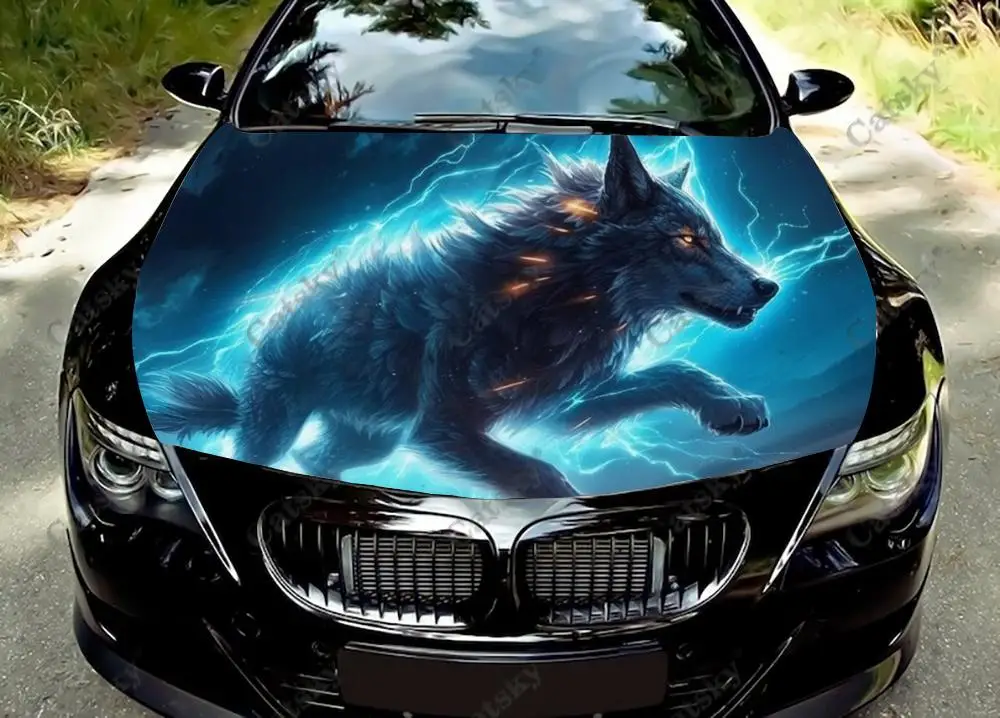 

Fantasy Animal Wolf Car Hood Vinyl Stickers Wrap Vinyl Film Engine Cover Decals Sticker Universal Car Hood Protective Film