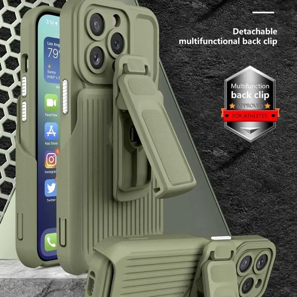 Super Armor Frame CoverFor iPhone 14 Plus 15 13 Pro Max 12 11 Rugged Shockproof Outdoor Heavy Duty Stand Silicone Case+Belt Clip