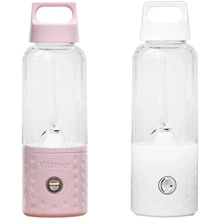

2Set 500ML 4000Mah Portable Smoothie Blender Mini USB Mixer Electric Juicer Charging Vitamer Fruit Juicer Pink & White