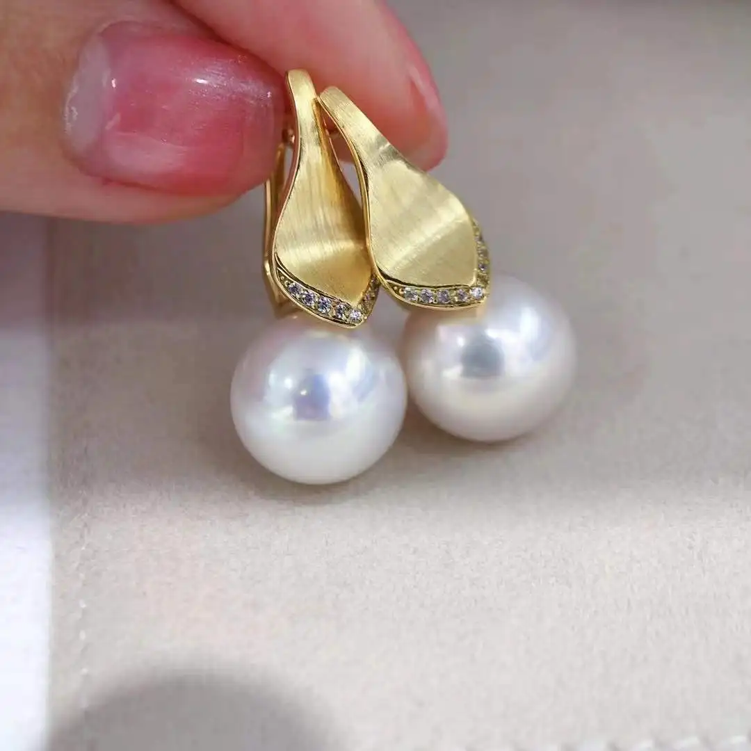 

AAAA++++ 7-8mm 8-9mm Gorgeous Huge South Sea White ROUND pearl earring 925s... gift box