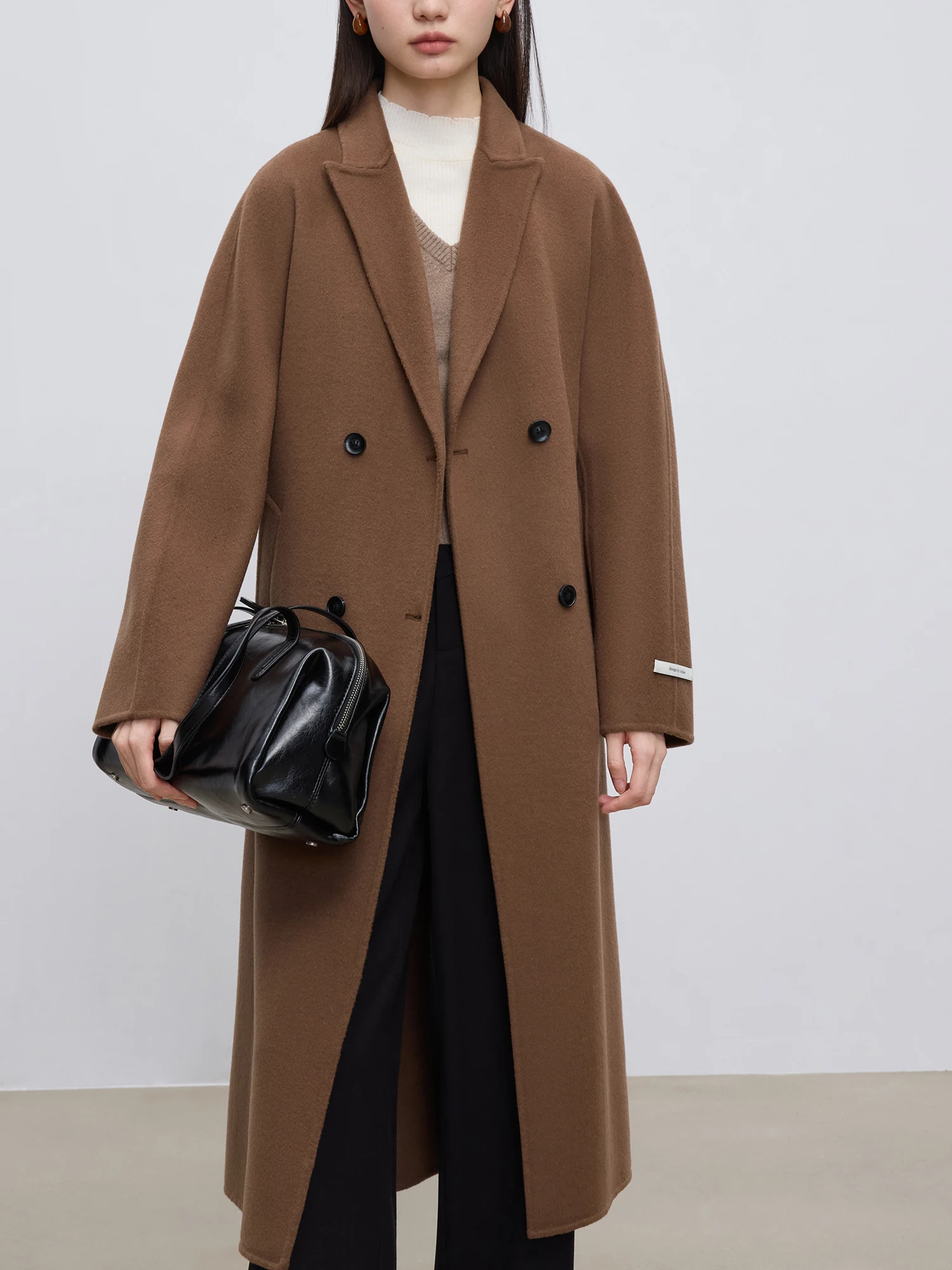 ジャケット・アウター DOUBLE WOOL LONG COAT ZIQIAO 100% Wool Coats Classic Double Breasted Long Woolen