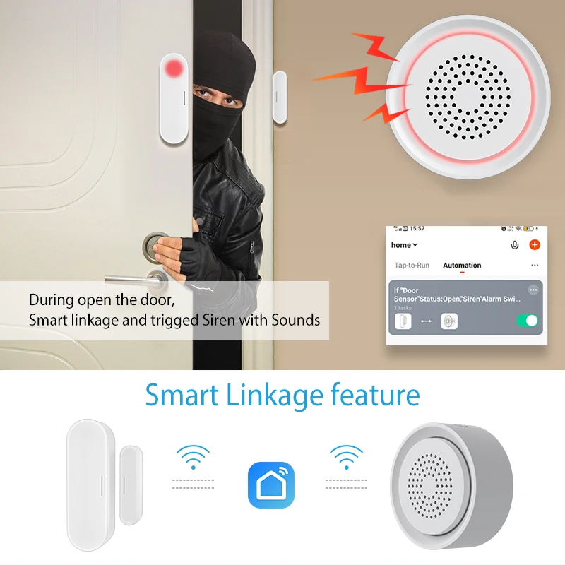 

Tuya WiFi Smart Siren Alarm Sensor 3 In 1 Sound Light Alarm Temperature Humidity Sensor For Home Security Support Smart Life App
