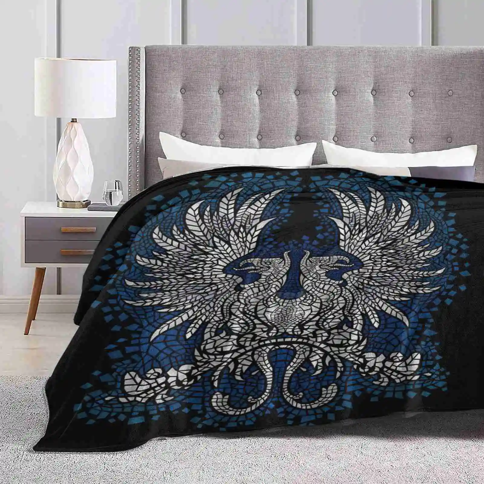 Commander Of The Grey Creative Design Confortevole Coperta Di Flanella Calda Dragon Age Fantasy Griffon Mosaic Grey Warden