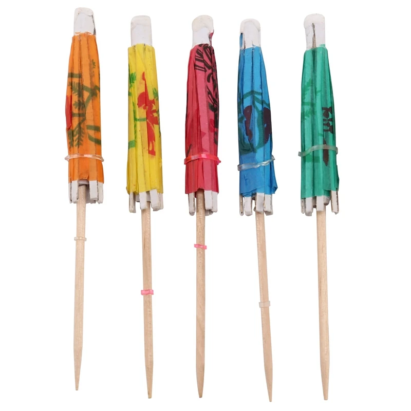 CQMF-100 Mixed Paper Cocktail Umbrellas Parasols For Party Tropical Drinks Accessories