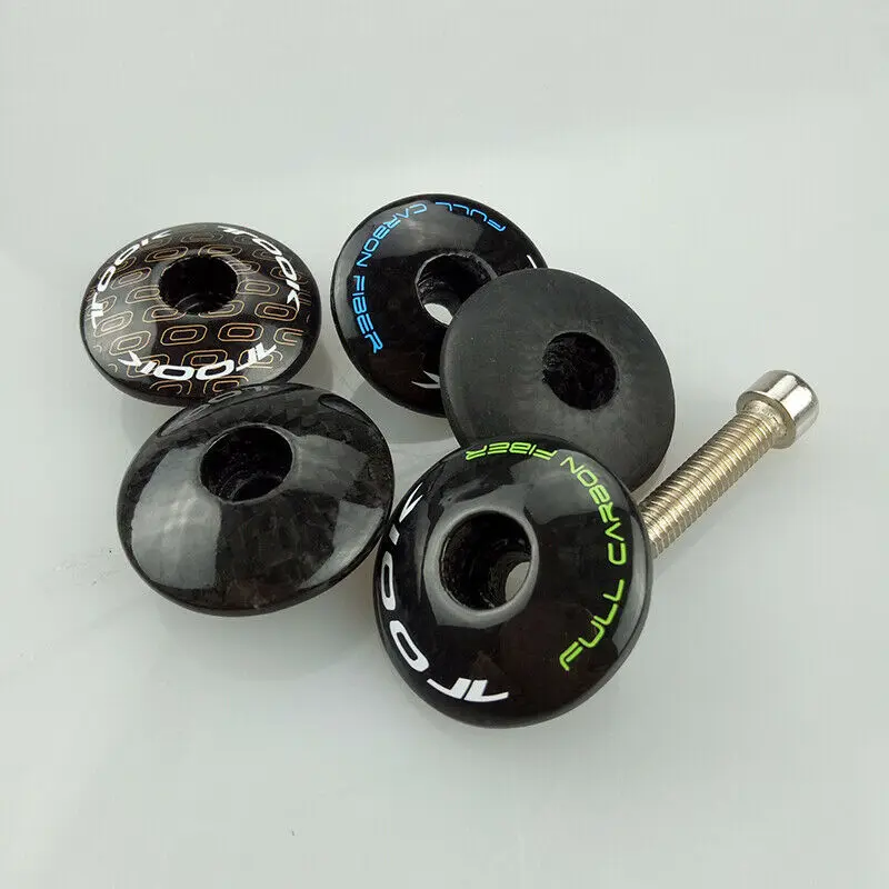 Headset Stem Top Cap Carbon fiber Mountain bike Stem Steerer Plug Fork Cover bolt Cycling parts For 28.6mm