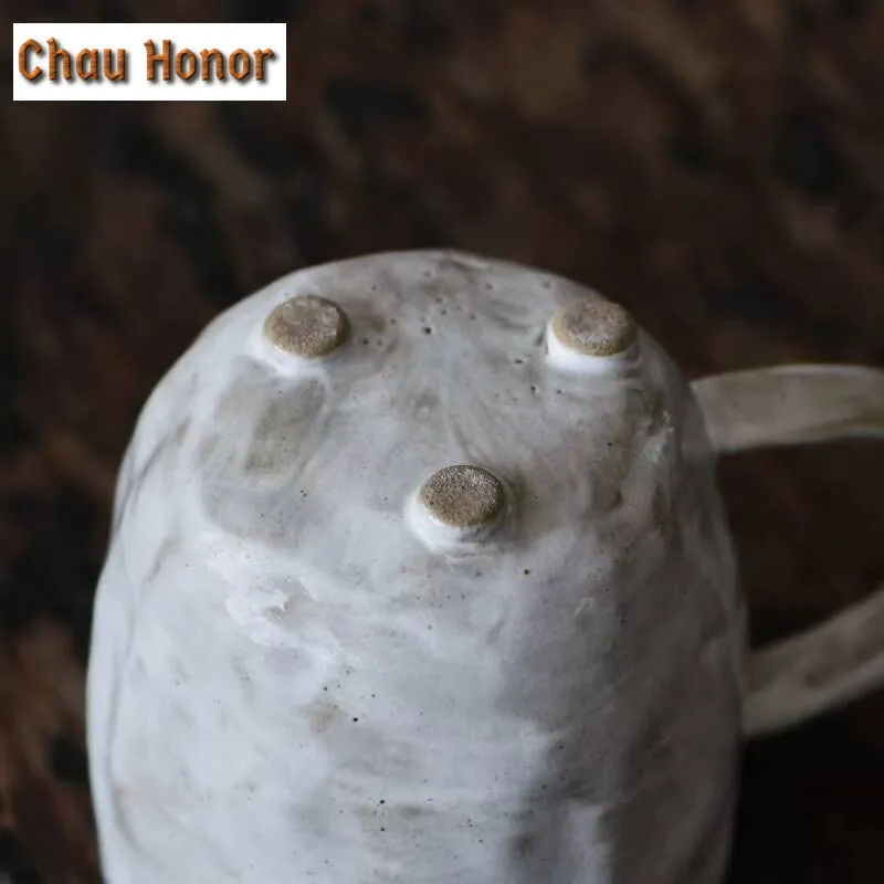 250ml Handmade Powder Yin White Pottery Coffee Mug Oatmeal Breakfast Mug Afternoon Tea Mug Office Water Cup Drinkware Decoration