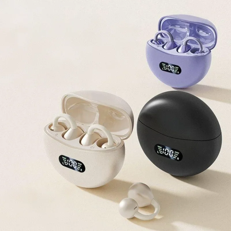 Nuove Cuffie a Conduzione Ossea Wireless con Clip, Design alla Moda, Bluetooth 5.4, Display Digitale, per Sport - Image 2