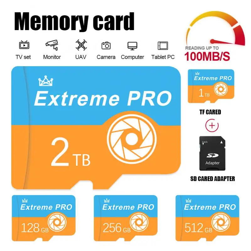 Scheda Sd Micro Memory Da 1Tb Scheda Sd Ad Alta Velocità Da 128Gb 256Gb Scheda Flash Sd/Tf Scheda Di Memoria Da 512 Gb Per Fotocamere Telefoniche Lett