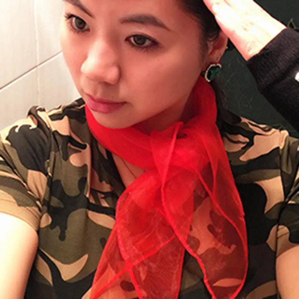 Gauze Scarf Solid Color Kerchief 2 Pcs Women's Smooth Satin See-through Mesh Kerchief Set Adjustable Lightweight Aquaman Dance