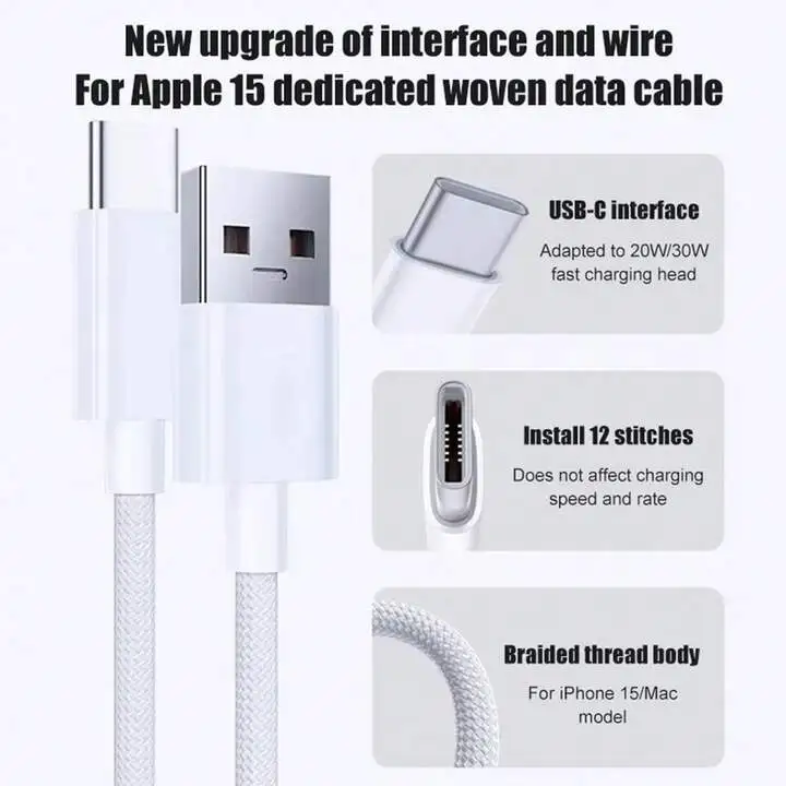 Premium CarPlay Data Cable (USB-A to USB-C) for Seamless Connectivity