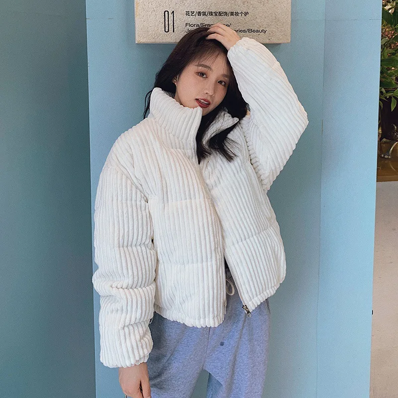 

Winter Warm Parkas Oversized Jackets Coats Winter Puffer Jacket Coat Elegant Casual Corduroy Cotton-padded Jacket Female Clothes