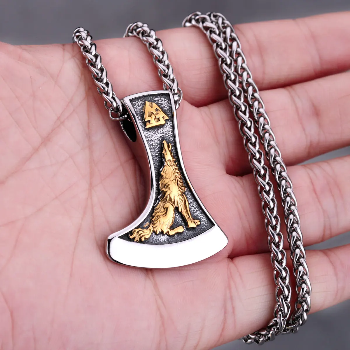 Pulsera De Cuero Genuino De Recuerdo Vikingo, Pulsera De Lobo De Acero Inoxidabl