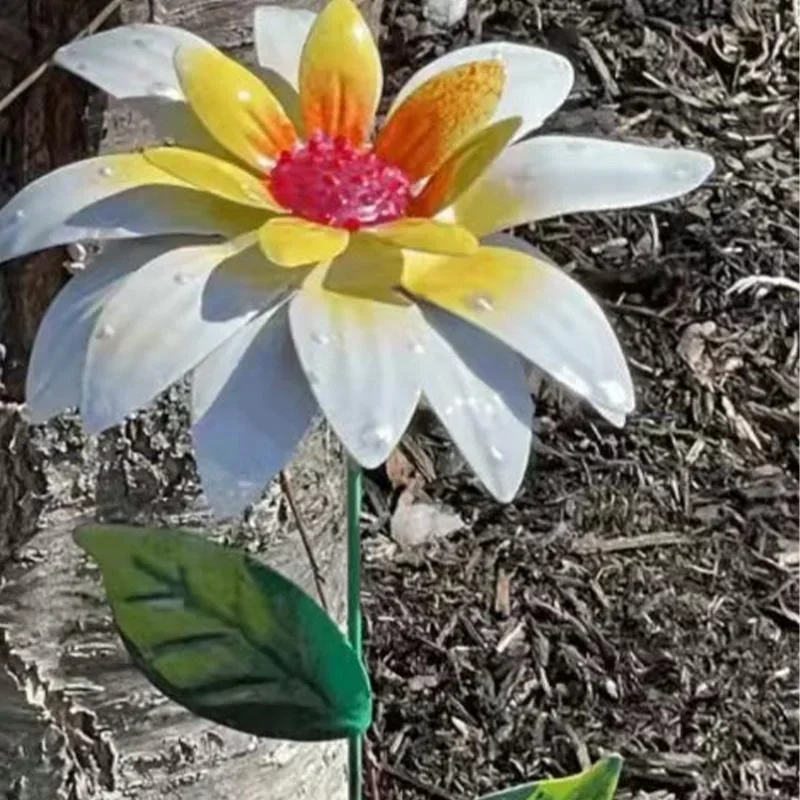 8 Colors Metal Flowers Garden Stakes Patio Stick Indoor Outdoor Crafts Rustproof Metal Iron Yard Art Lawn Decoration Instock