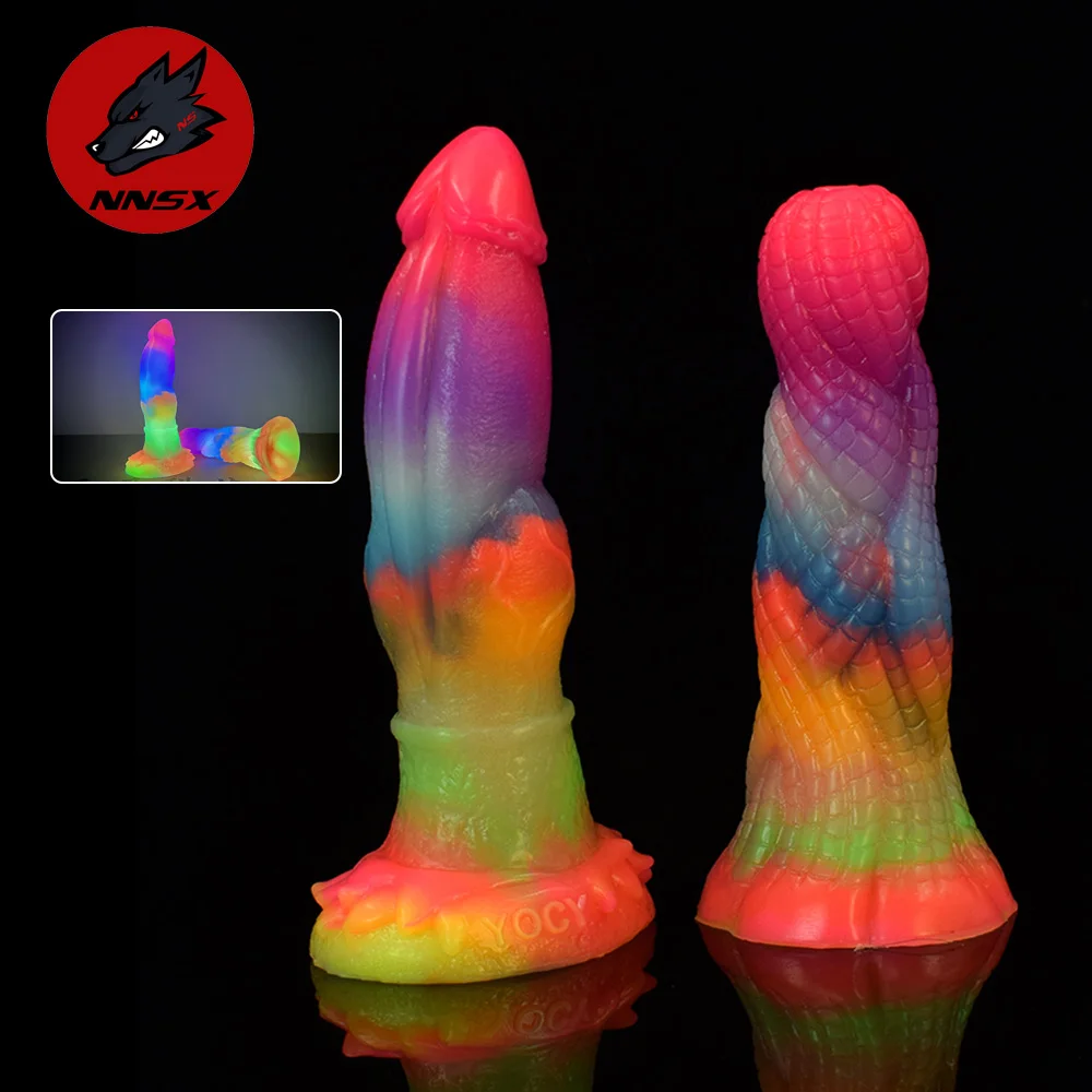 NNSX-consolador luminoso para principiantes, Mini consolador de Color con forma de dragón, pene, brillo al absorber luz, con ventosa masturbadores, tienda de juguetes sexuales