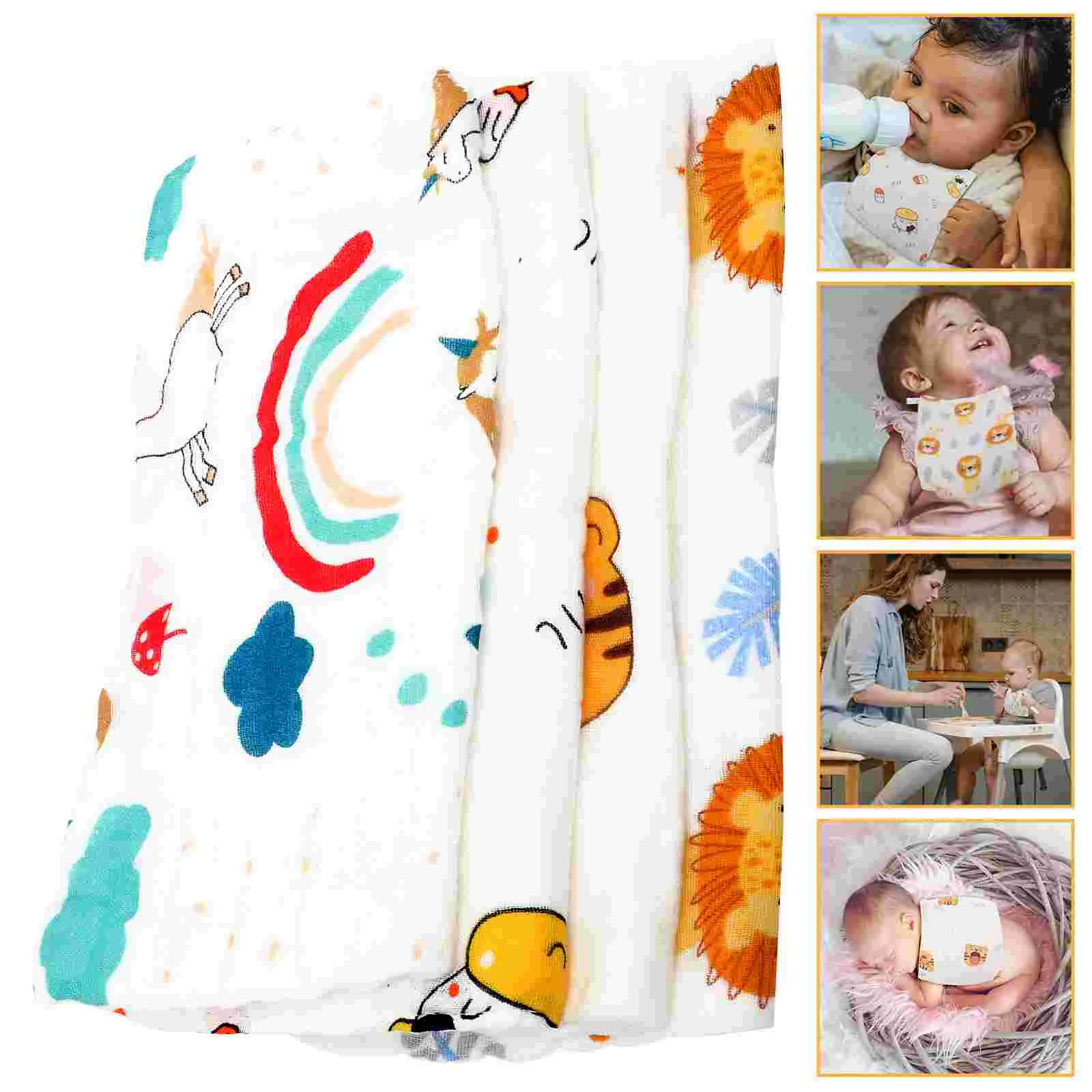 

4 шт., Детские квадратные хлопковые нагрудники, 6 слоев