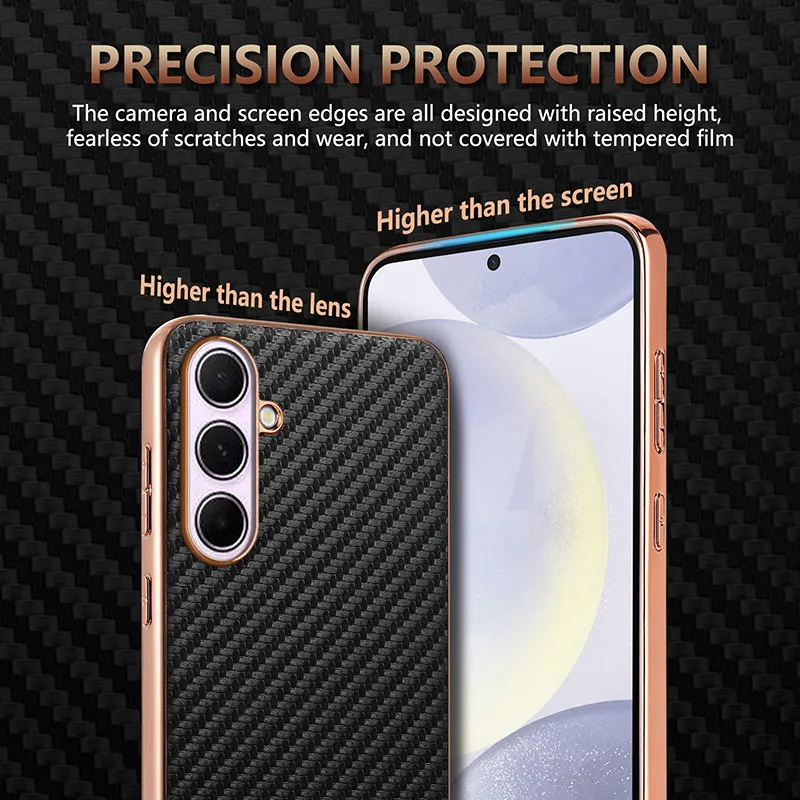 Enhanced Carbon Fiber Armor Hybrid Phone Case - Durable Back Cover with Sleek Design