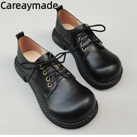 Careaymade-Genuine Leather Soft soled wide toe big size women's shoes,pure handmade derby shoes,cowhide man lace up single shoes