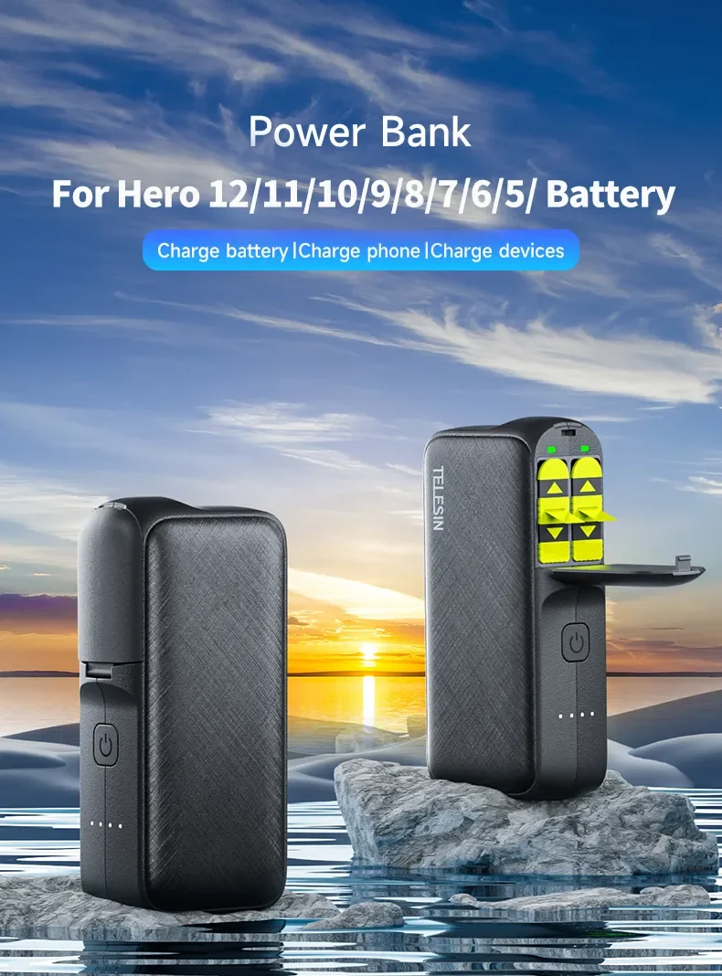 Description Picture 2 of itemTELESIN Power Bank for GoPro Hero 12 11 10 9 10000mAH with 20W PD Fast Charging Portable Battery Charger For Gopro Action Camera