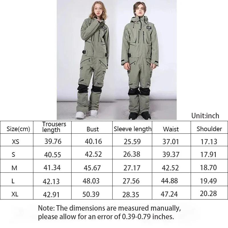 New Winter One Piece Snowsuit Men Outdoor Waterproof Warm Ski Jumpsuit Woman Windproof Mountain Snowboard Female Clothes