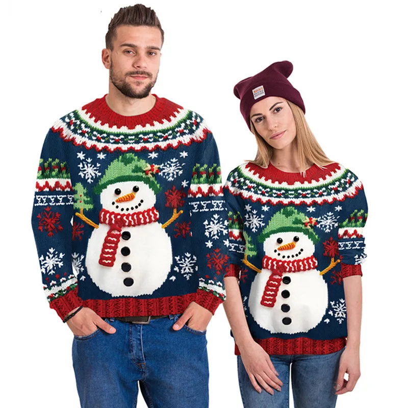 Kersttrui, elegante kersttrui, ronde hals, casual, wintertrui, oversized, winter, lange mouwen, bovenstuk, streetwear, sweatshirt, zonder capuchon, blouse, tops, wit, XXL