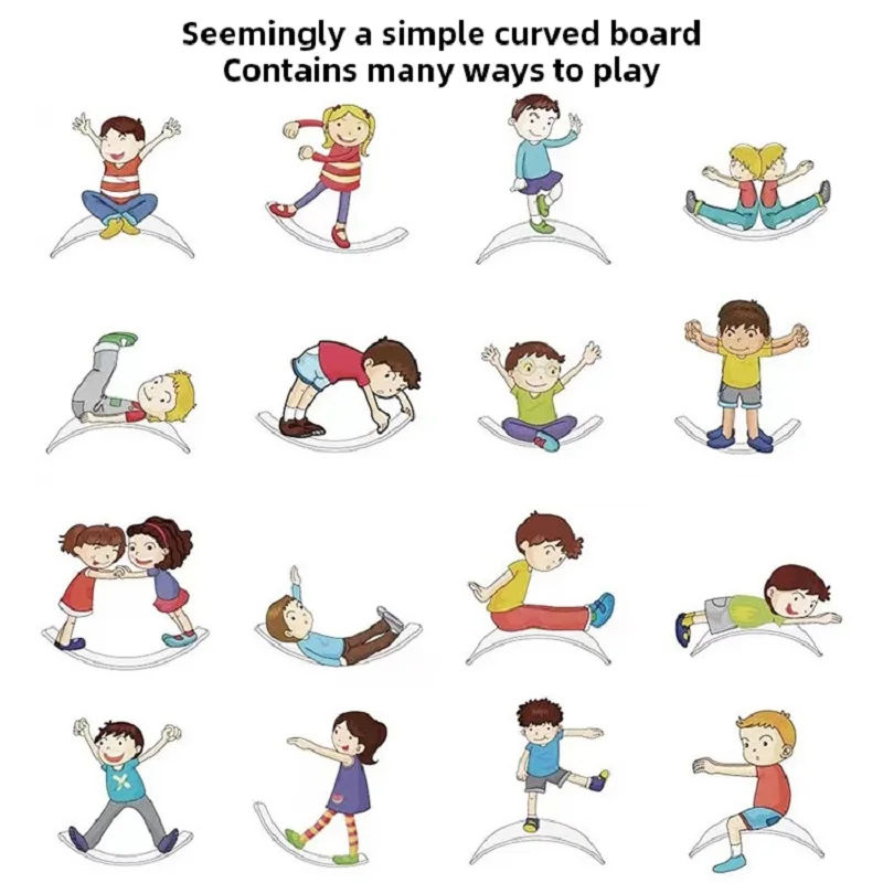 Indoor Children Balance Seesaw Adults Yoga Fitness Equipment Multifunction Kids Anti-Drop Exercise Toy Curved Board Balance Beam