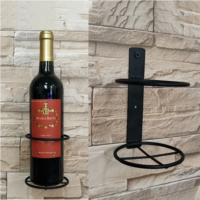 Wine Glass Holder Rack Wine Wall Holder Wall Mounted Wine Rack Metal Bottle Display Holder for Storage Black
