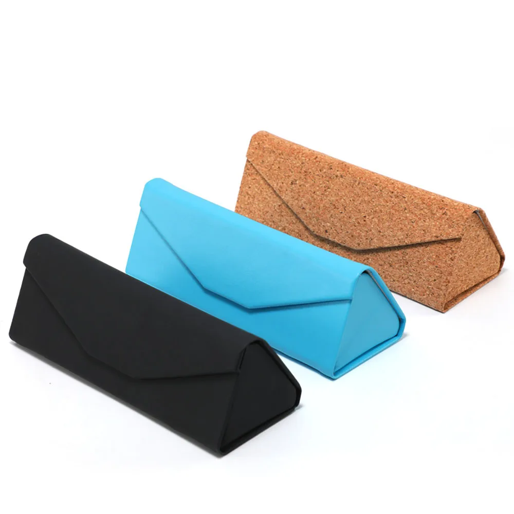 PU Leather Triangle Folding Glasses Case Men Women Elegant Sunglasses Box Waterproof Reading Glasses Box Eyewear Protective