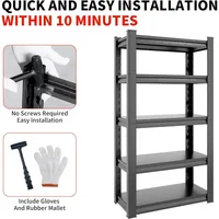 72" H Garage Shelving 2500LBS Heavy Duty Storage Shelves Adjustable 5 Tier Metal Shelves for Storage Garage Industrial Shelving 2