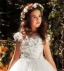 Elegant White Flower Girl Dresses For Wedding Tulle Butterfly 3d Applique Kids Birthday Party Pageant Dress First Communion Gown 3