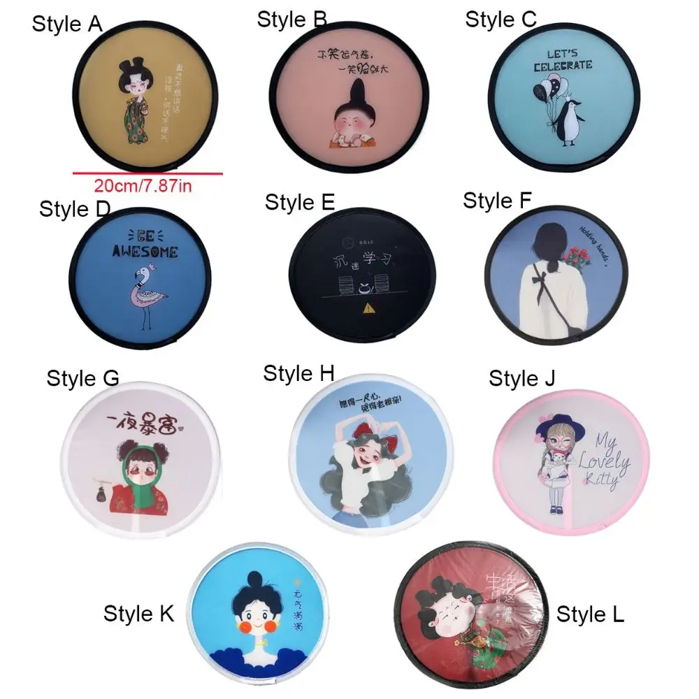 Creative Round Foldable Fan Portable Mini Folding Fan Pocket Cloth Cool Summer Hand Flying Disk Party Favors Gift portable fan folding fan mini fan hand fan