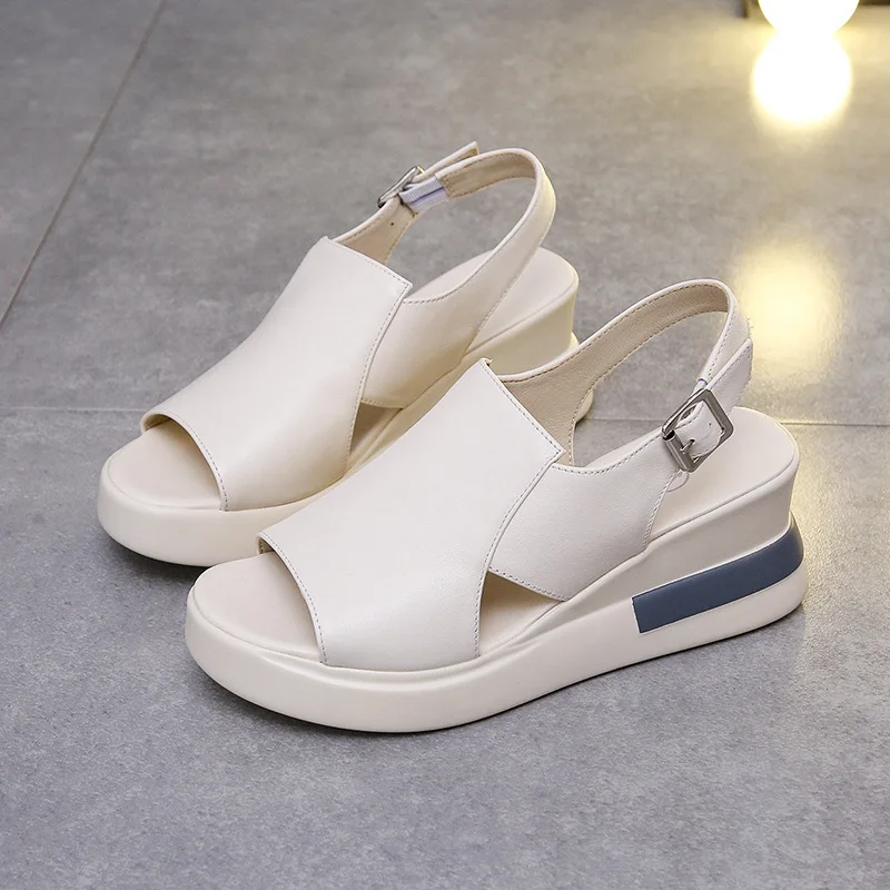 Women's Summer Muffin Thick Bottom Slope Heel Sandals Back Empty Snap Sandals Large Size