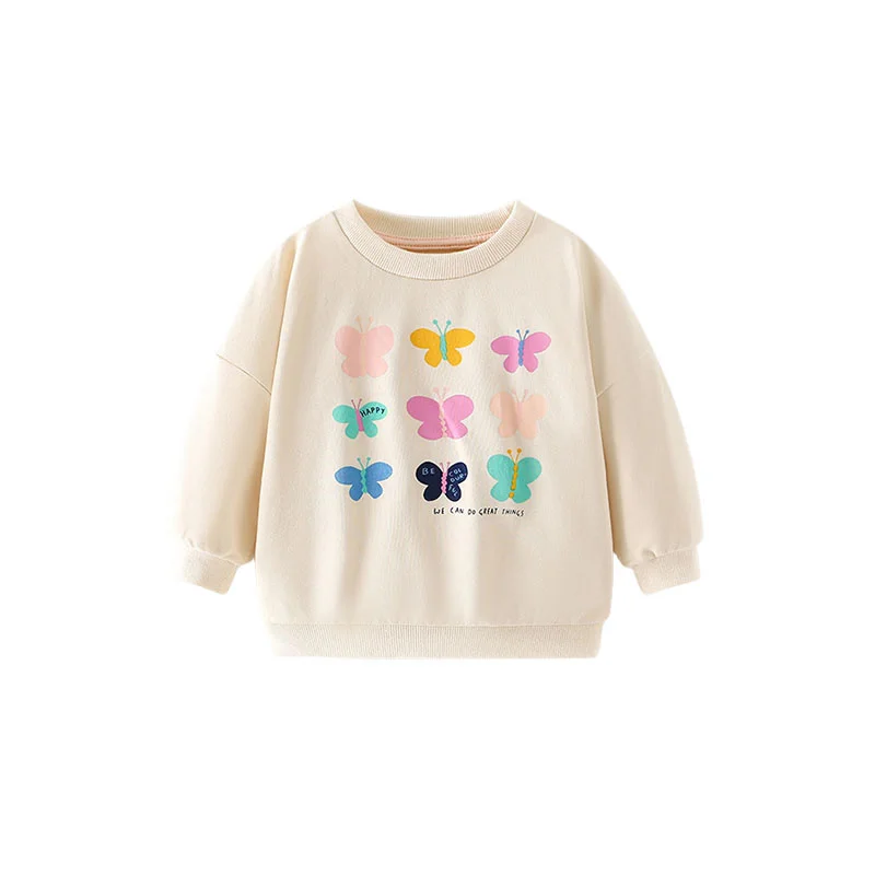 Sudaderas con capucha de manga larga con estampado de mariposas para niñas, ropa de bebé encantadora, otoño y primavera, 2-7T