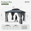 10'x 12' Hardtop , Outdoor Dual-Layer Galvanized Steel Double Roof Canopy with Netting and Curtains, Gazebos 3