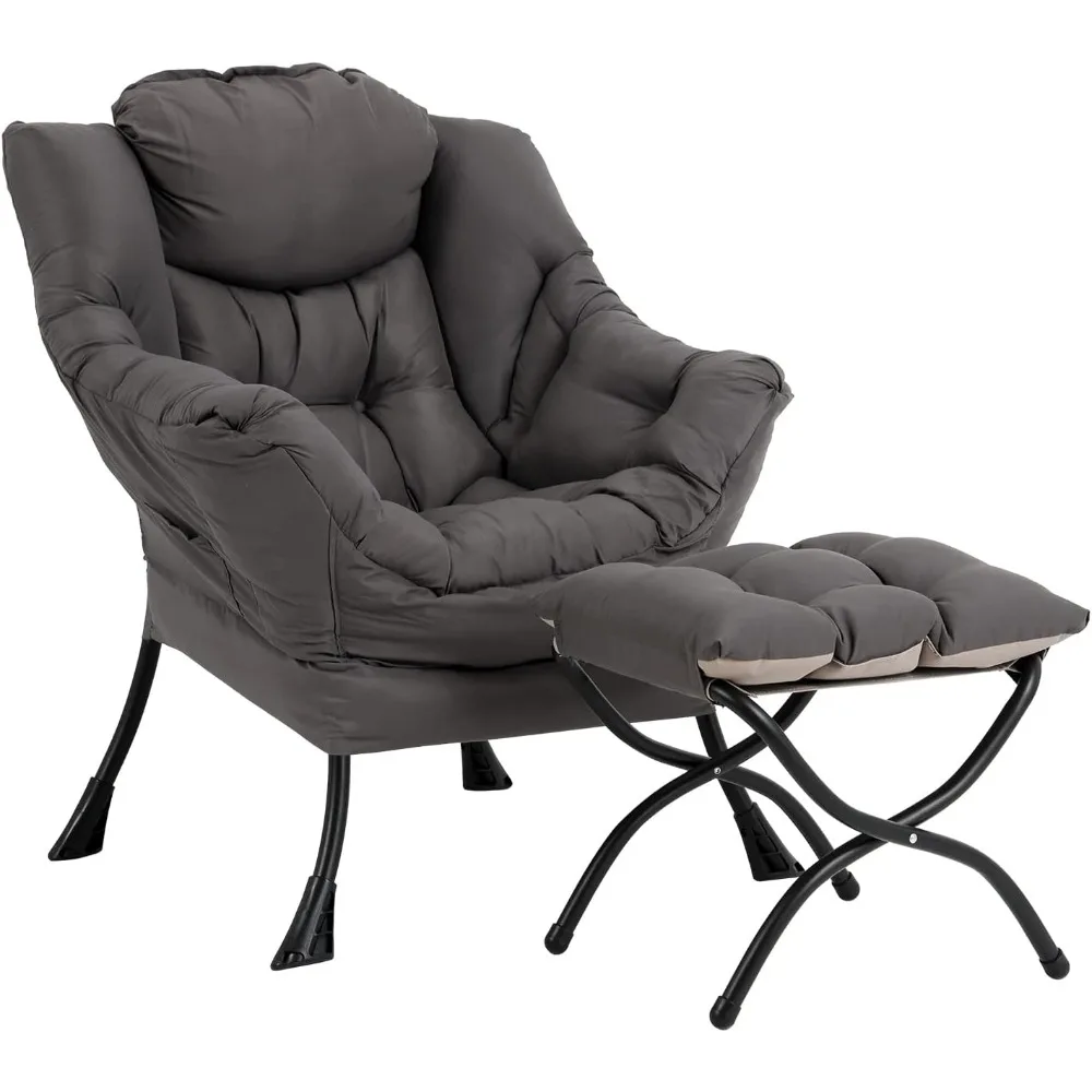 

Lazy Chair with Ottoman, Modern Accent Contemporary Lounge Leisure Sofa Chair with Armrests, Reading