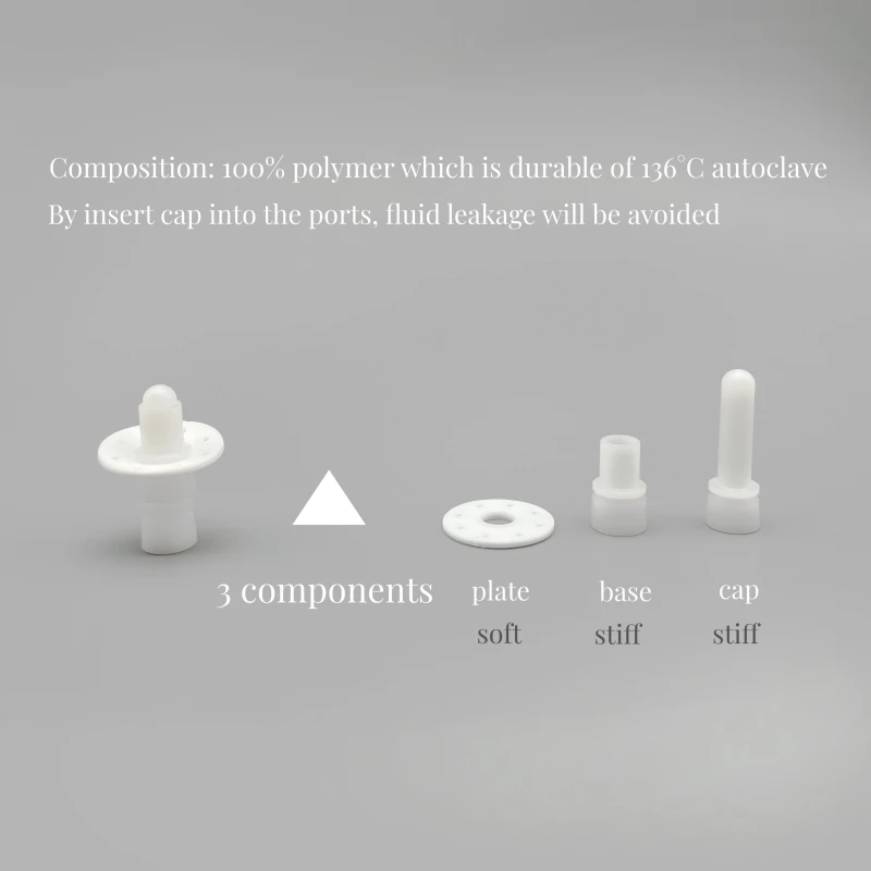 5-pc/Lot Reusable Vaser Liposuction Skin Cover with 3 Components Base, Plate, and Cap Made of Medical Polymer 2
