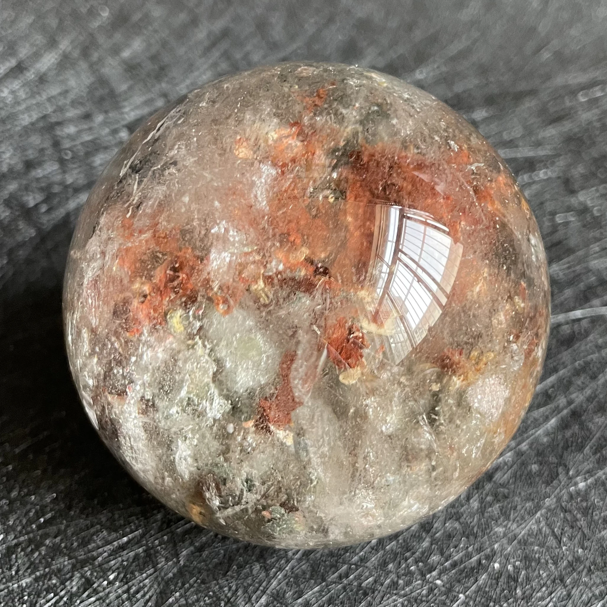 

309 г натуральное зеленое зернистое украшение, полированный садовый кварцевый хрустальный шар, восстанавливающий растяжение L238