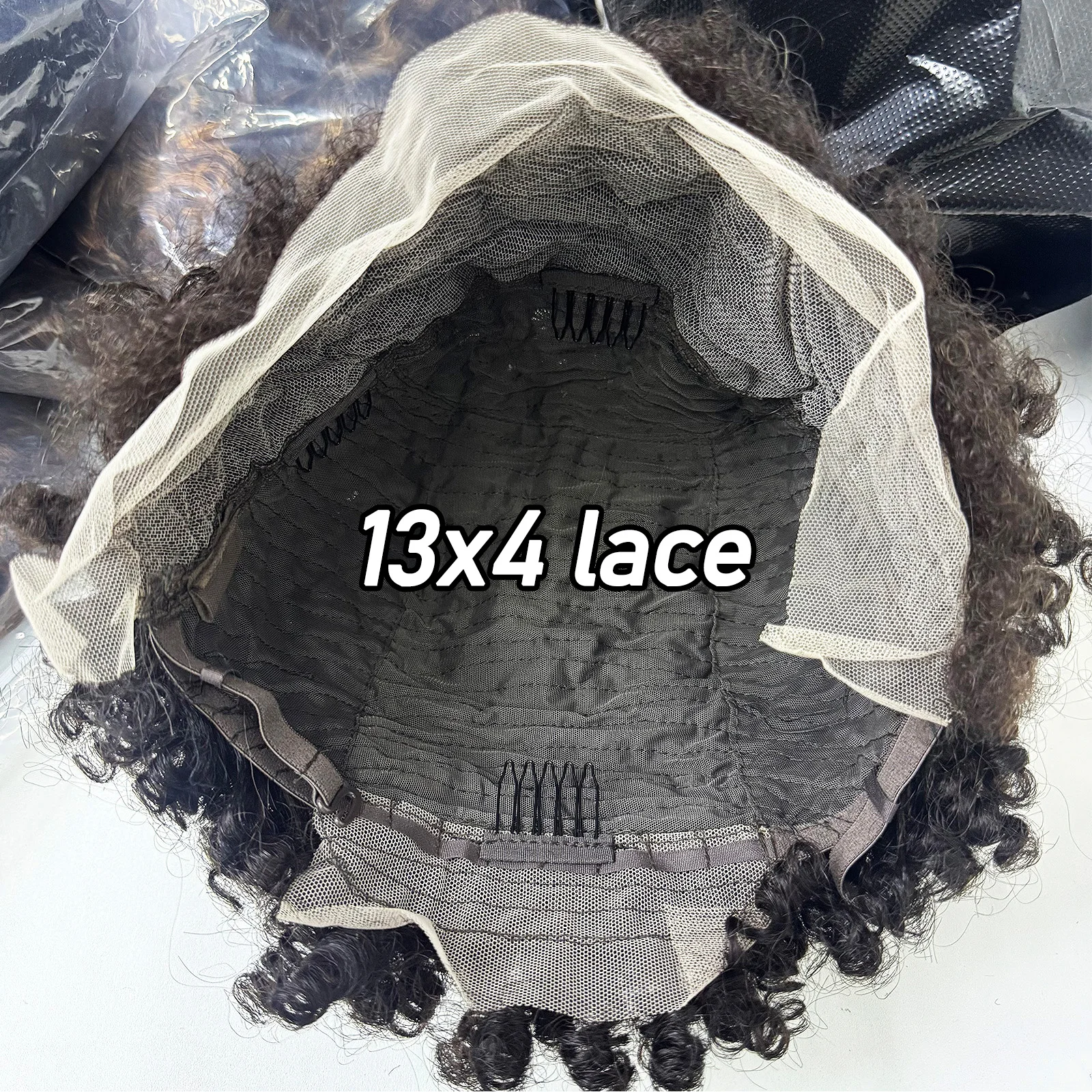 T1B/30 Colored 4C Hairline Afro Kinky Curly Short Human Hair Wigs 13x4 Lace Frontal Edges Afro Kinky Curly Hair Wig for Women 6