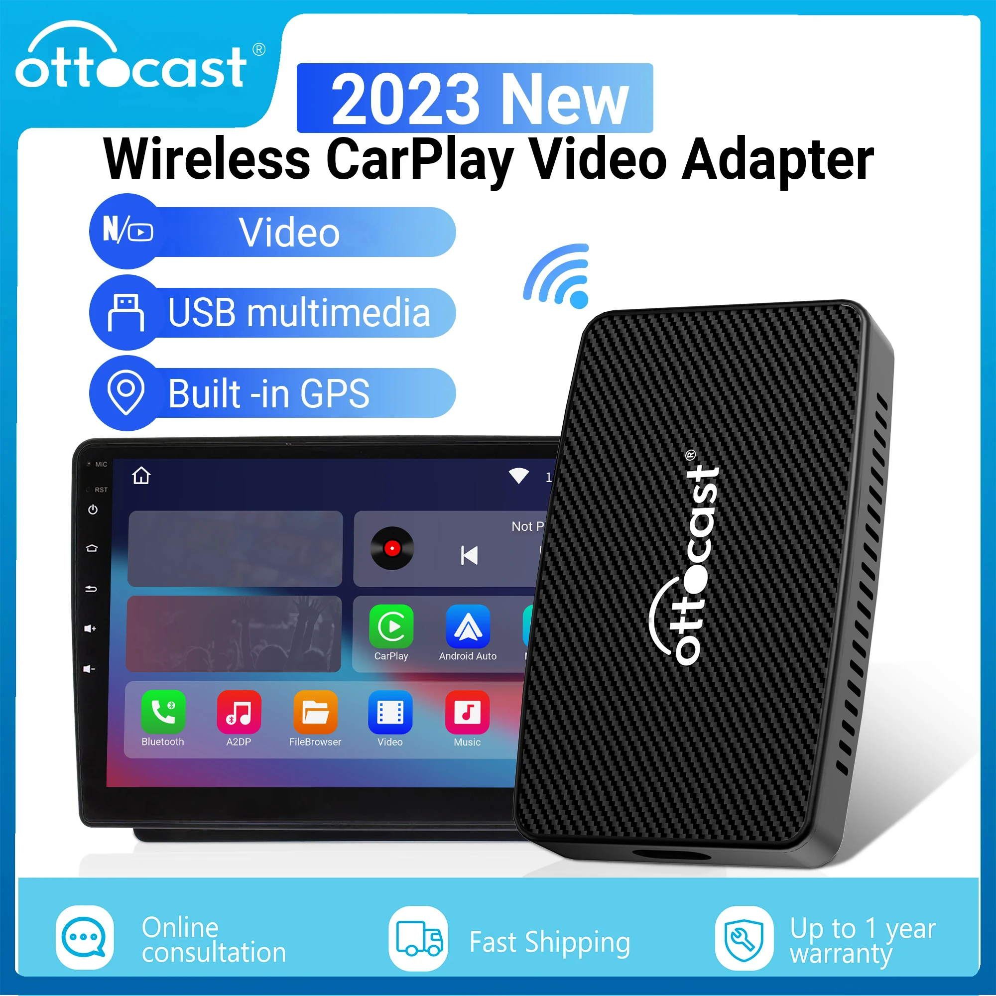 Ottocast play2video Wireless Carplay Wireless Android Auto Adapter für   Netflix Video Wiedergabe Auto Zubehör