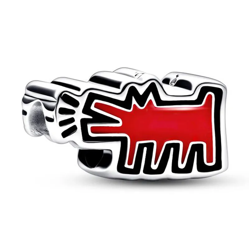 

Original Moments Red Barking Dog Bead Charm Fit Pandora 925 Sterling Silver Bracelet Bangle Diy Jewelry
