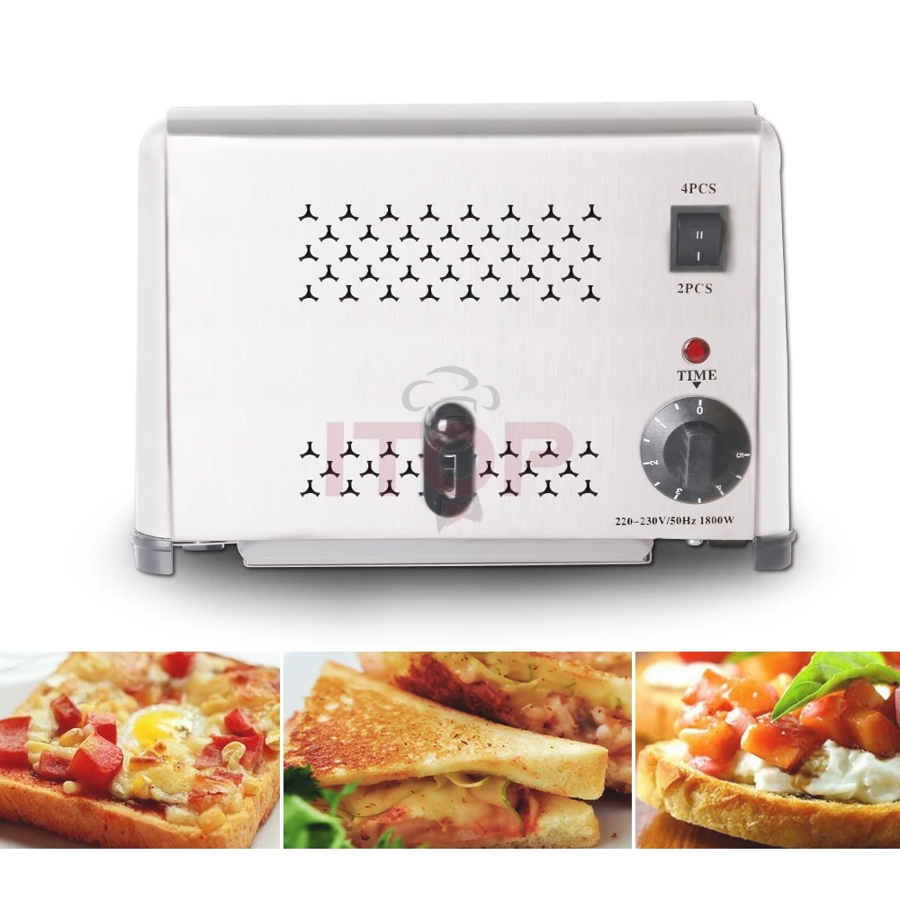 4Pcs Bread Slice Toaster Machine Commercial Waffle Toaster Smart Electric 1800W Mini Oven