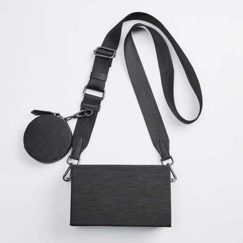 

2023 New Men's Bag Black Casual Two-Piece Hard Box Mini Square Bag Fashion Waist Bag Messenger Bag Fashion