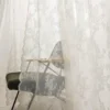 Curtains Suitable for Filtering Light in Living Room Windows, One Piece Set White French Lace Semi Transparent Rod 1